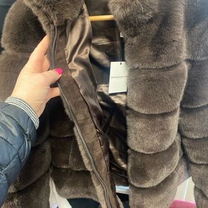 Jodi Faux Fur Coat size medium dark brow.